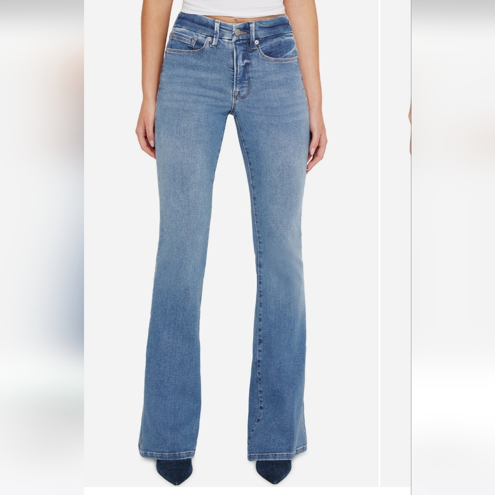 GOOD AMERICAN GOOD LEGS FLARE JEANS INDIGO Sz 6 / 28 NWT